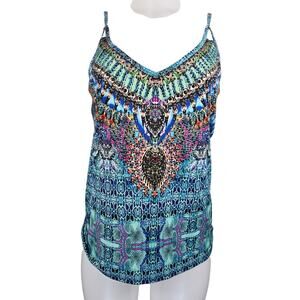 Venus Blue Pink Green Bling Studded Sleeveless Womens Tank Top L